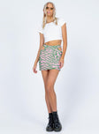   front view of model wearing Princess Polly Syrah Wrap Mesh Mini Skirt Green 