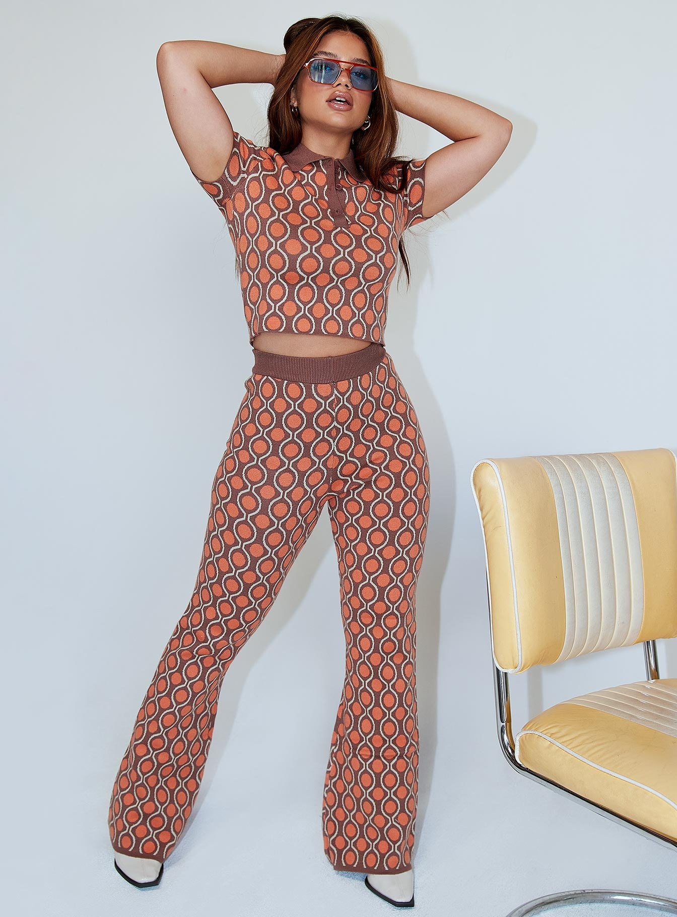 front view of model wearing Princess Polly Verena Top Brown 