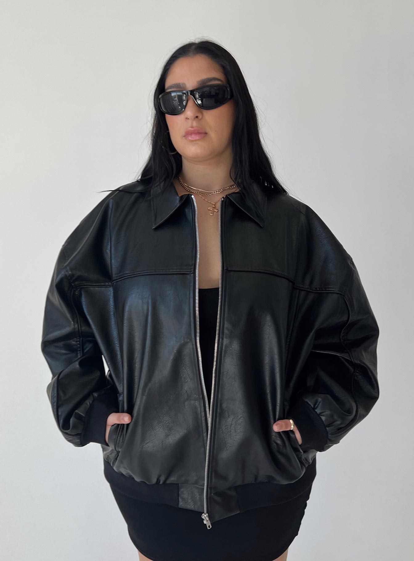 Goldsmith pu bomber jacket black curve