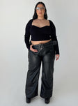 product Princess Polly High Waisted Pants  Torridon Eyelet Belt Faux Leather Pants Black Curve