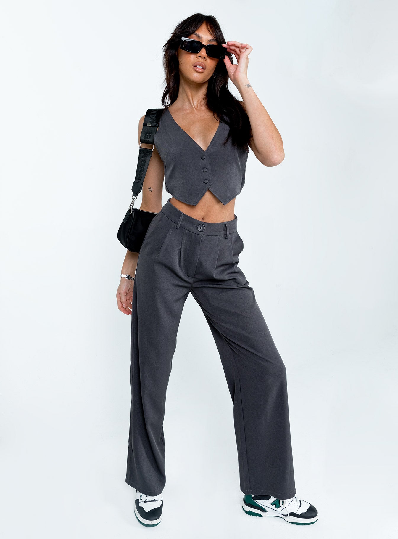 product Princess Polly Sleeveless Asymmetric Neckline  Archer Vest Slate