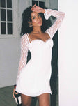 Princess Polly Sweetheart Neckline  Ashwood Lace Sleeve Mini Dress White