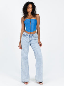 product Princess Polly Sleeveless Asymmetric Neckline  Yamie Bustier Top Blue