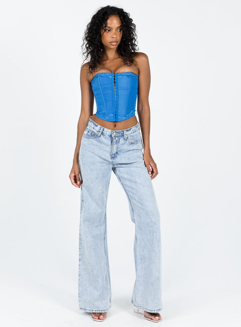 product Princess Polly Sleeveless Asymmetric Neckline  Yamie Bustier Top Blue