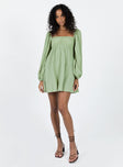 product Princess Polly High Neck  Let's Dance Long Sleeve Mini Dress Sage