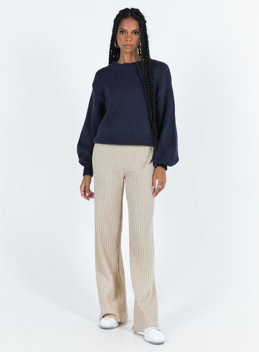 Harmony Balloon Sleeve Knit Sweater Navy