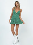 Princess Polly Plunger  Talking About Love Mini Dress Green Floral