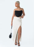   front view of model wearing Princess Polly The Lonely Maxi Skirt Cream Maxi 