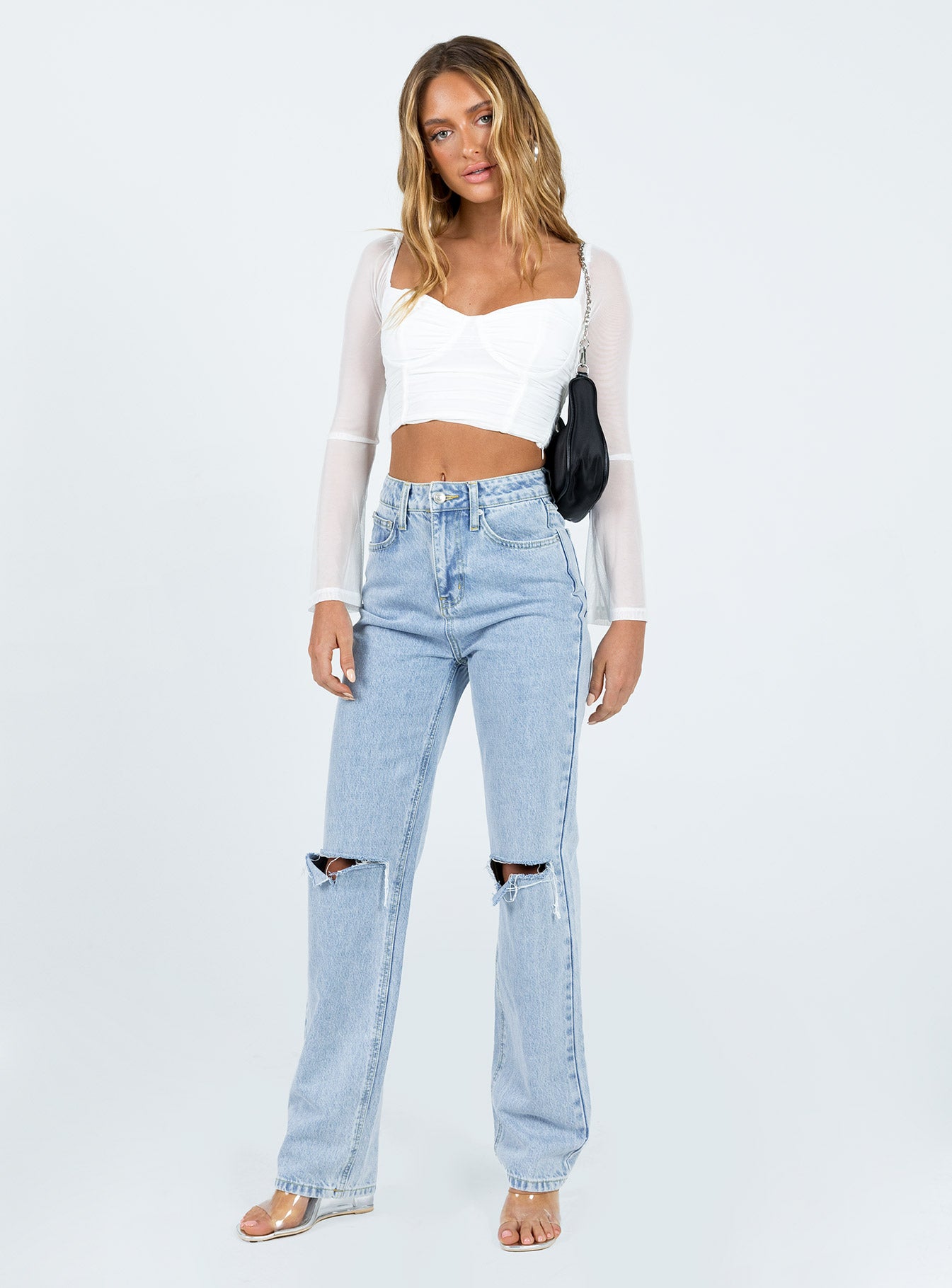 product Princess Polly Sleeveless Sweetheart  Olivian Long Sleeve Top White