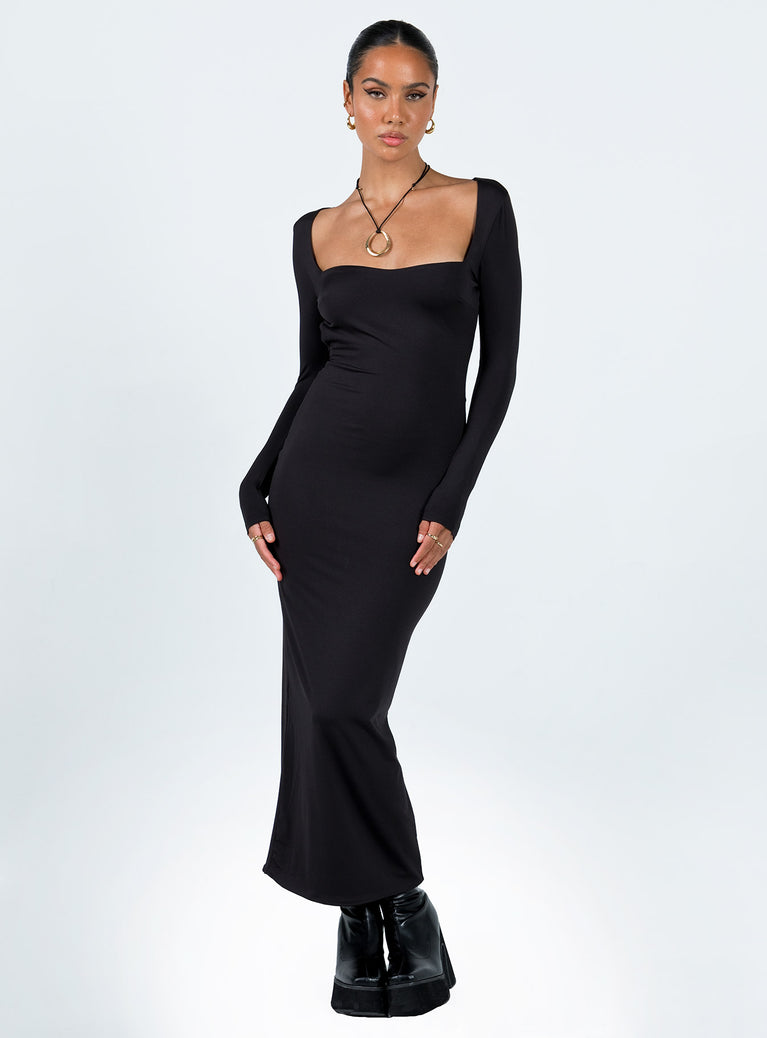 Dorado Long Sleeve Midi Dress Black