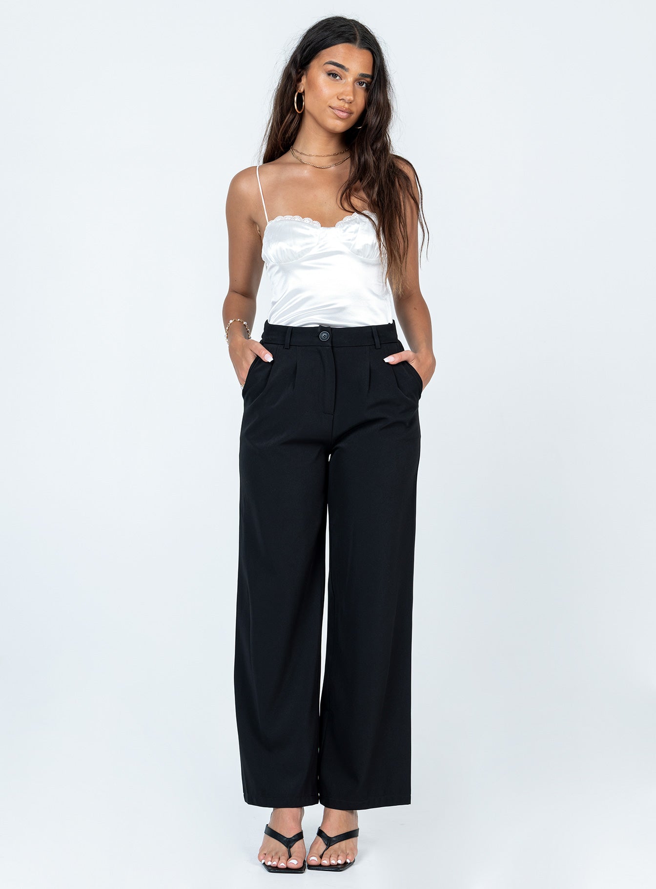 front view of model wearing Princess Polly Snowbird Bodysuit White Sleeveless Sweetheart 