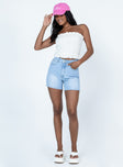 front view of model wearing Princess Polly Rosemont Top White Sleeveless Square Neck 