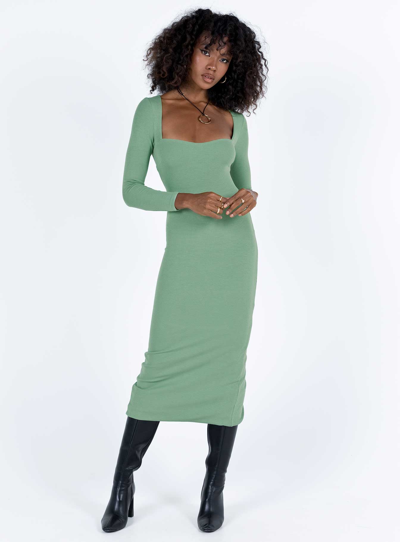 product Princess Polly High Neck  Nolan Midi Dress Green