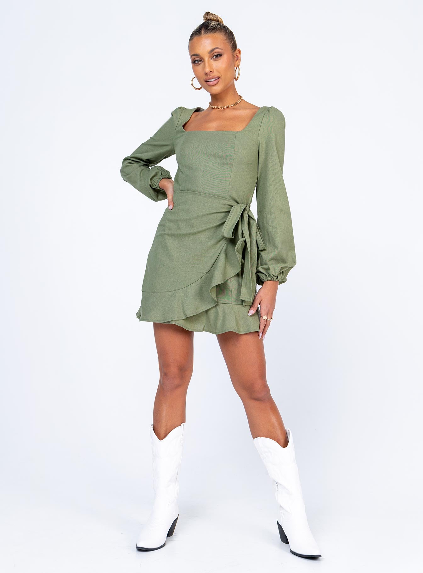 The Villa Mini Dress Green | Princess Polly