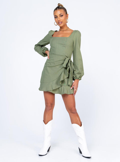 open lace back dress The Villa Mini Dress Green