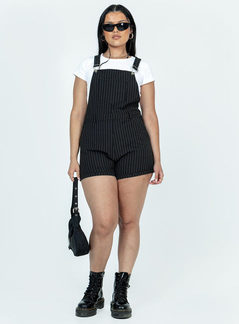 The Glades Overalls Black Pinstripe