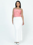 Pink strapless top Soft textured material Twisted bust Cut out detail