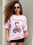 Oversized tee Graphic print on front  Drop shoulder Good Stretch  Unlined 
