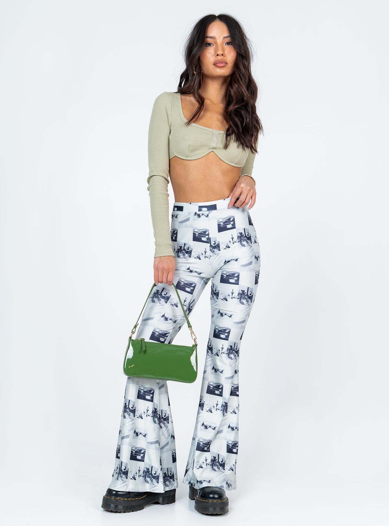 side view of model wearing Princess Polly Rosita Pants White 