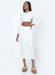 Matching set Crinkle material Long sleeve top Midi skirt Elasticated waist Good stretch 