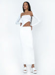 Echo Low Waist Knitted Maxi Skirt White Princess Polly  Maxi 
