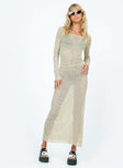 product Princess Polly Crew Neck Crew Neck  Kendor Long Sleeve Maxi Dress Beige