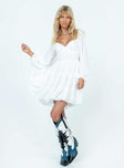 Princess Polly Sweetheart Neckline  Danny Long Sleeve Mini Dress White