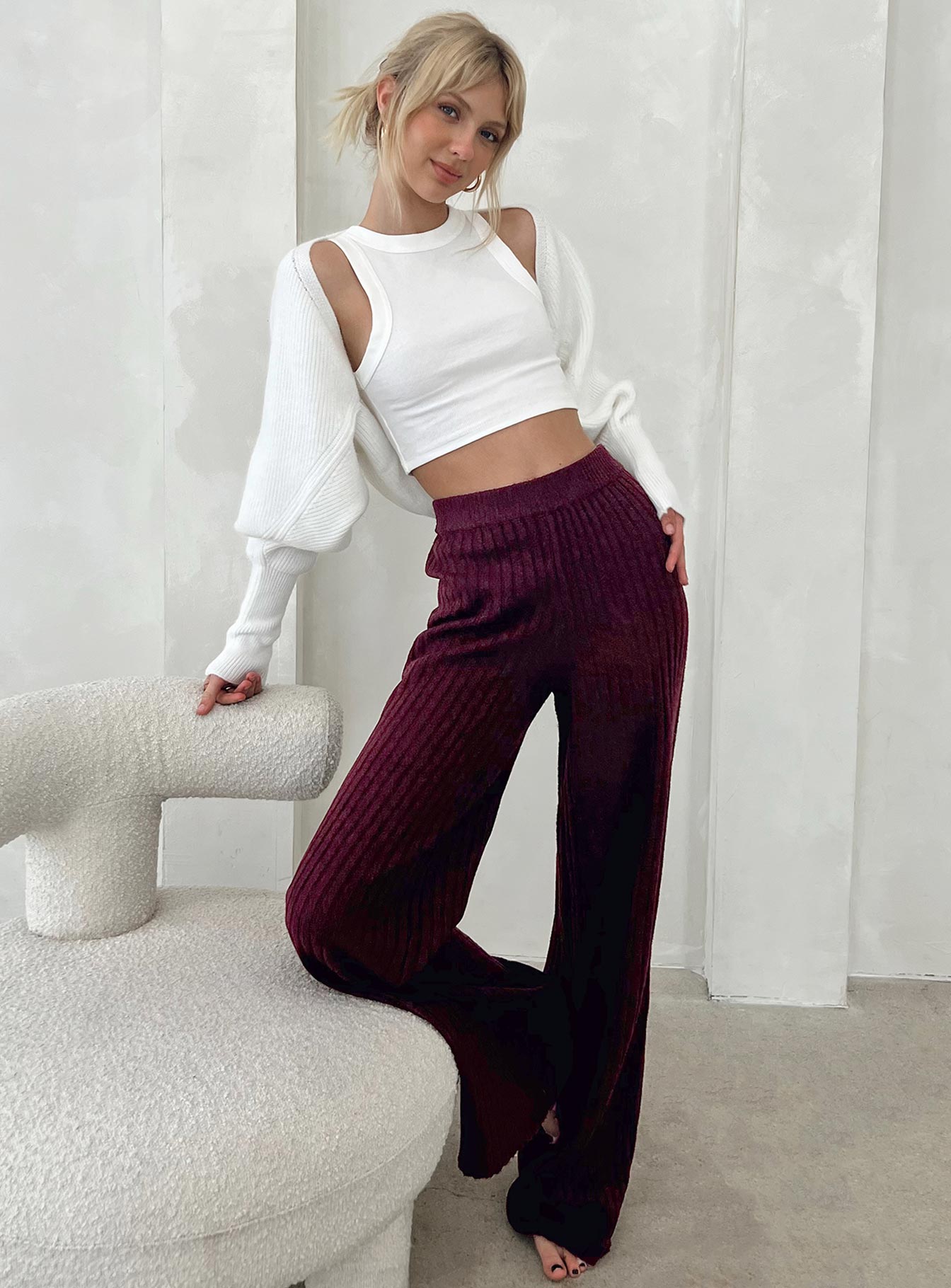 product Princess Polly High Waisted Pants High Waisted Pants High Waisted Pants High Waisted Pants  Montana Knit Pants Maroon