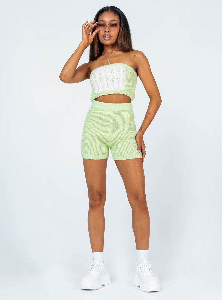 Cal Cable Knit Shorts Green