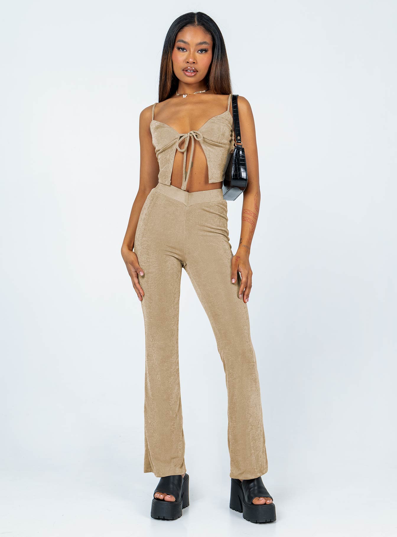 Matching set Slim fitting  Princess Polly Exclusive 95% polyester 5% elastane  Length of size US 4 / AU 8 waist to hem: 108cm / 42.5