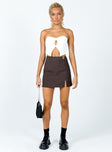 Neo Pinstripe Mini Skirt Brown