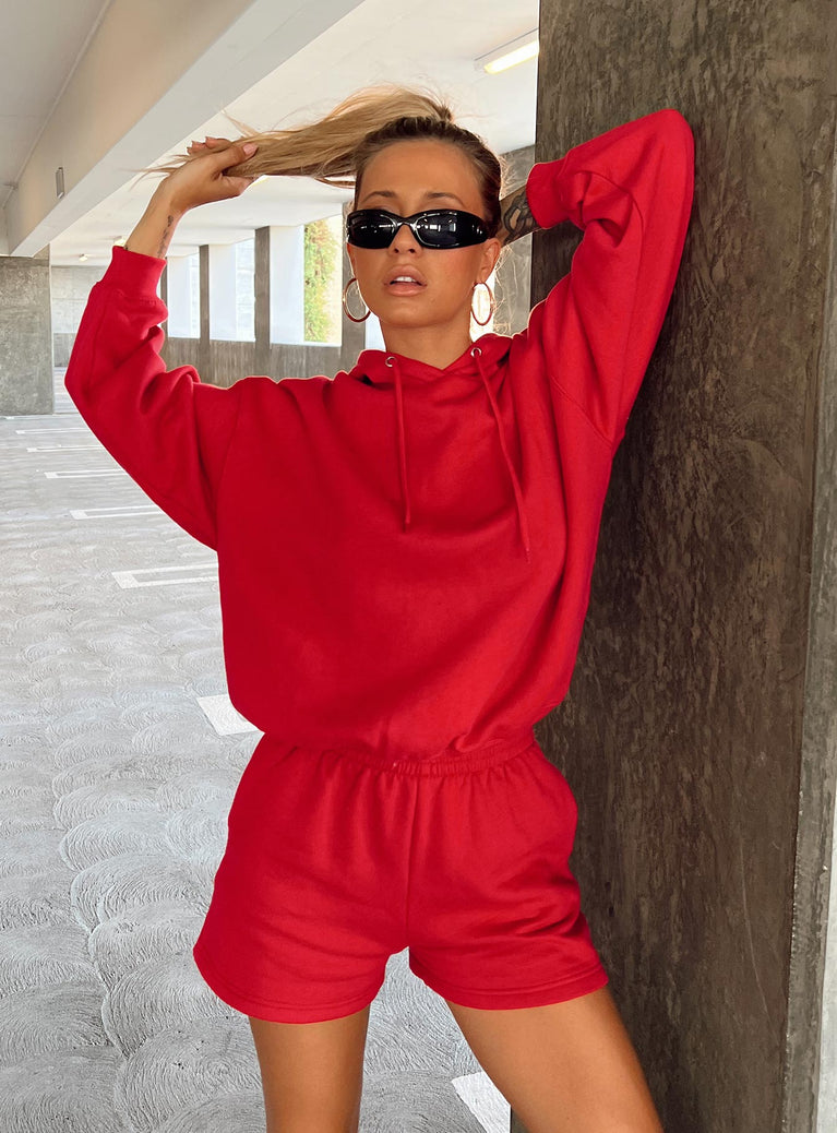 Voce Hoodie Red Princess Polly  Cropped 