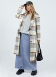 Coat Plaid print Lapel collar Button fastening Twin hip pockets