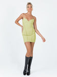 front view of model wearing Princess Polly All About Love Mini Dress Green 