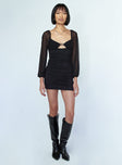 front view of model wearing Princess Polly Sasha Mini Dress Black 