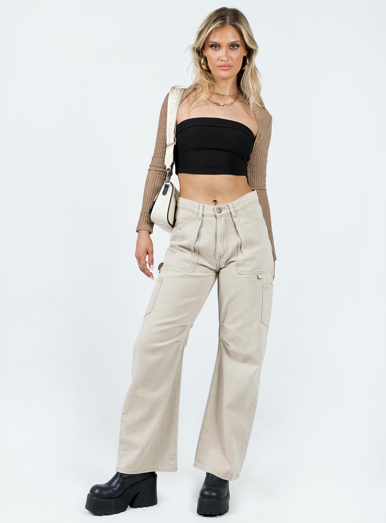 Jaynee Bolero Camel Princess Polly  Cropped 