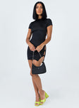 front view of model wearing Princess Polly Brentwood Mini Dress Black 