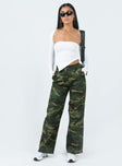 Front view of model wearing  front Princess Polly  Archer Pants Camouflage