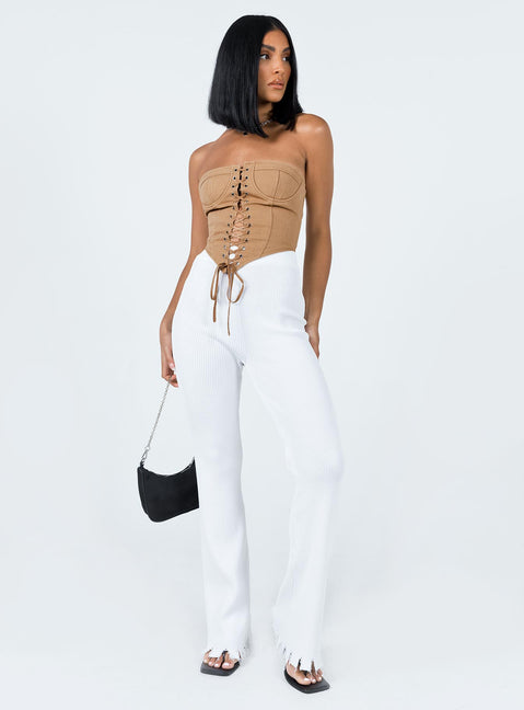 front view of model wearing Princess Polly East Gate Corset Stone 