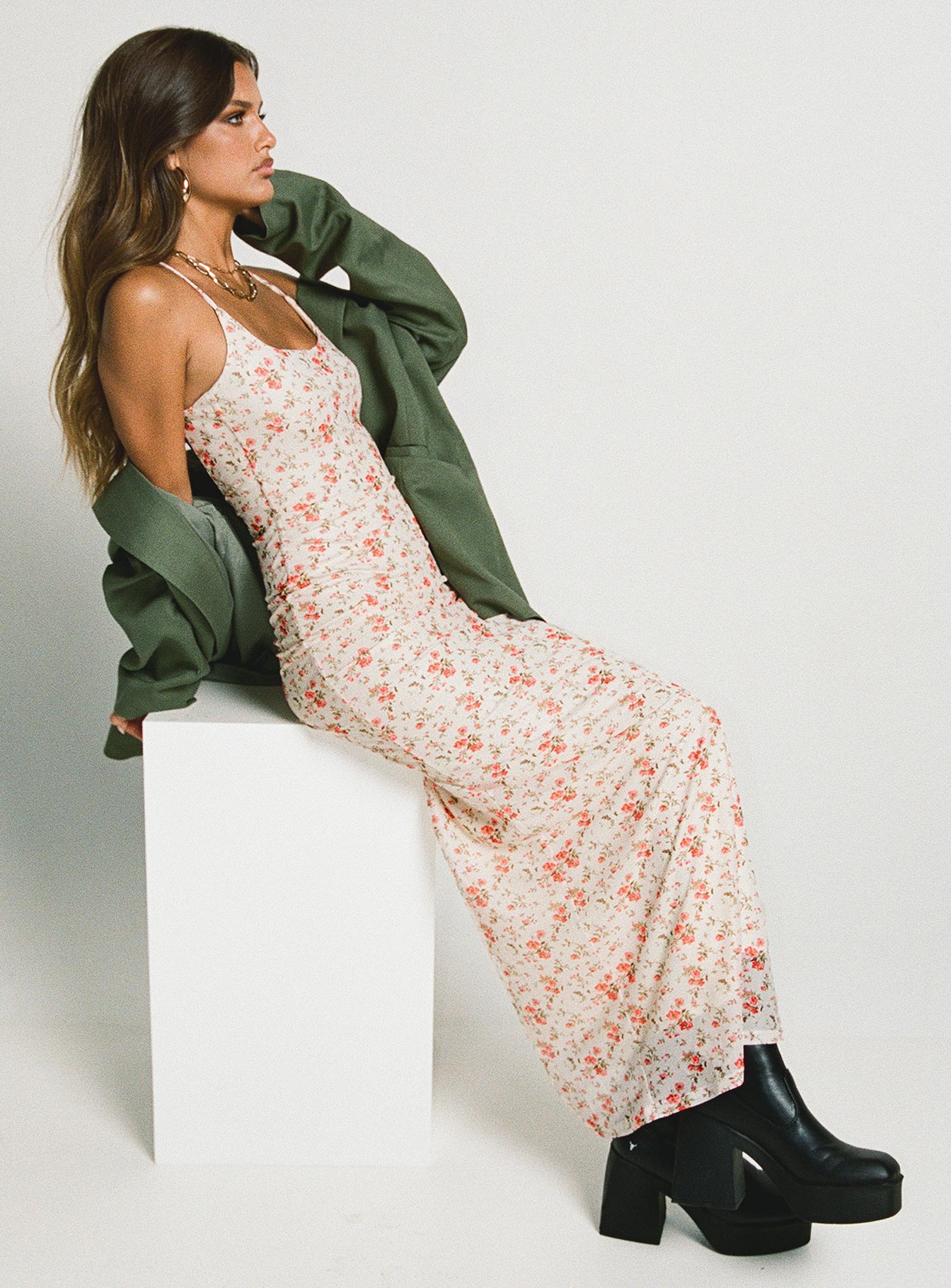 Knox Maxi Dress Beige Floral | Princess Polly Knox Maxi Dress Beige Floral | Princess Polly