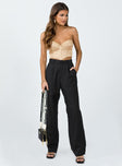 Front view of model wearing  front Princess Polly High Waisted Pants  Tahnie Pants Black