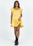 Princess Polly Square Neck  Jayson Mini Dress Yellow