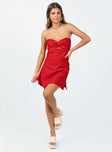 Princess Polly Sweetheart Neckline  Falling For You Mini Dress Red