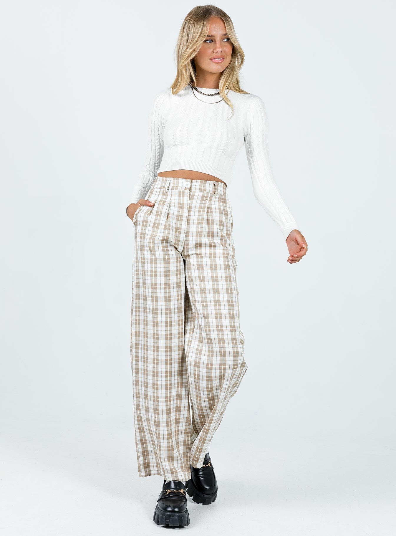 Archer Pants Beige Plaid | Princess Polly Archer Pants Beige Plaid | Princess Polly