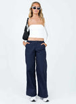 Princess Polly mid-rise  Annerley Parachute Pants Navy