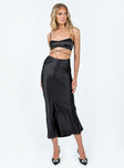 Matching set Silky material Crop top Adjustable shoulder straps Zip fastening at back Maxi skirt Invisible zip fastening at back Slight stretch Lined top