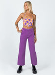 front view of model wearing Princess Polly Denver Denim Jeans Purple High Waisted 