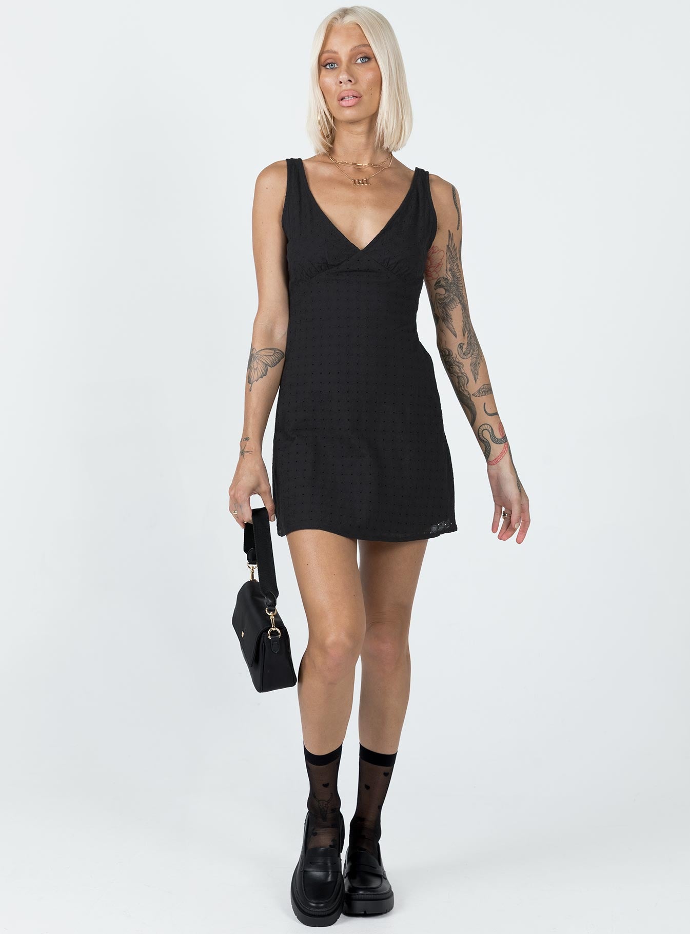 Nellie Mini Dress Black Anglaise | Princess Polly Nellie Mini Dress Black Anglaise | Princess Polly