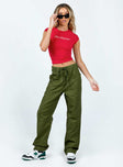 Front view of model wearing  front Princess Polly High Waisted Pants  Pembrooke Cargo Pants Khaki