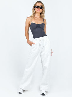 side view of model wearing Princess Polly Linden Bodysuit Slate Sleeveless 